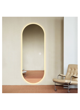 Spegel Ida Oval 65x170 cm, med ljus. Designspegel som passar till hallen, sovrummet eller vardagsrummet.
