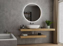 Badrumspegel Galakor Rund med LED-belysning