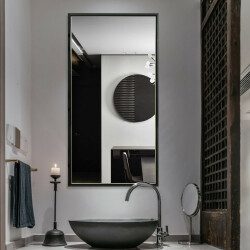 Badrumsspegel Svart Trä Ram
