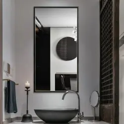 Badrumsspegel Svart Trä Ram