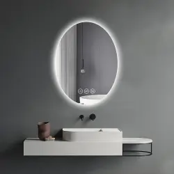 Koniseur badrumsspegel oval  med LED, Antidug och Sensor - H70 x B50 cm
