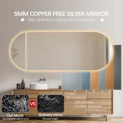 Koniseur Oval LED spegel med antidug - flera olika storlekar