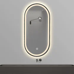 Koniseur spegel med LED ljus och svart aluminum ram