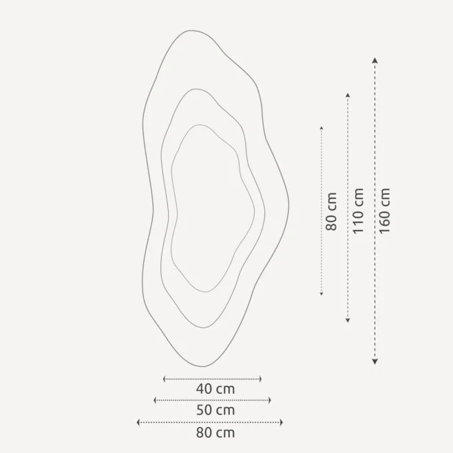 Halo Asymmetrisk spegel med fasett - 50x100cm