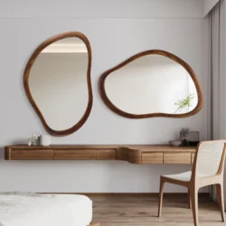 Koniseur spegel med 26 mm trälook - 60x90 cm