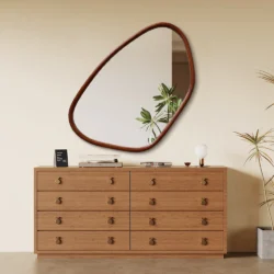 Koniseur spegel med 26 mm trälook - 48x73 cm