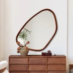 Koniseur spegel med 26 mm trälook - 48x73 cm