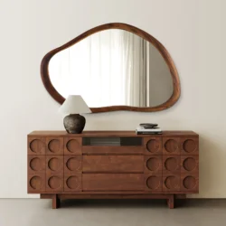 Koniseur spegel med 26 mm trälook - 60x90 cm