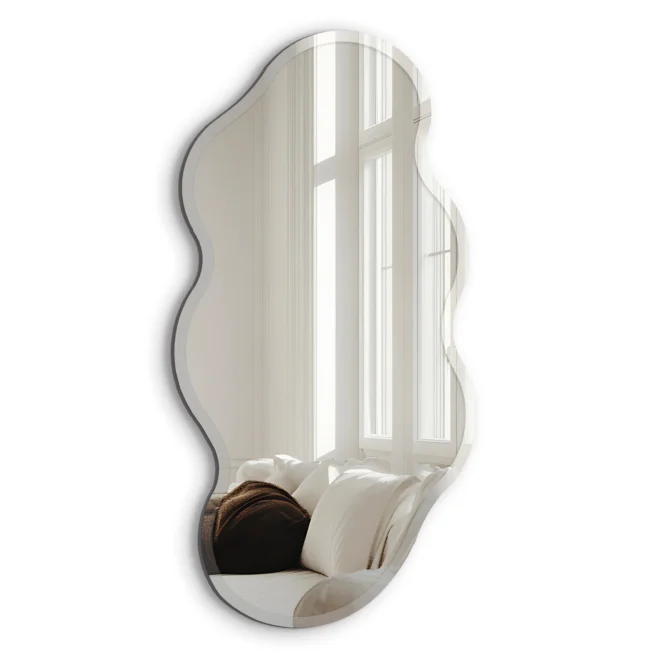 Asymmetrisk spegel med facetkant - Aura - 55x110cm